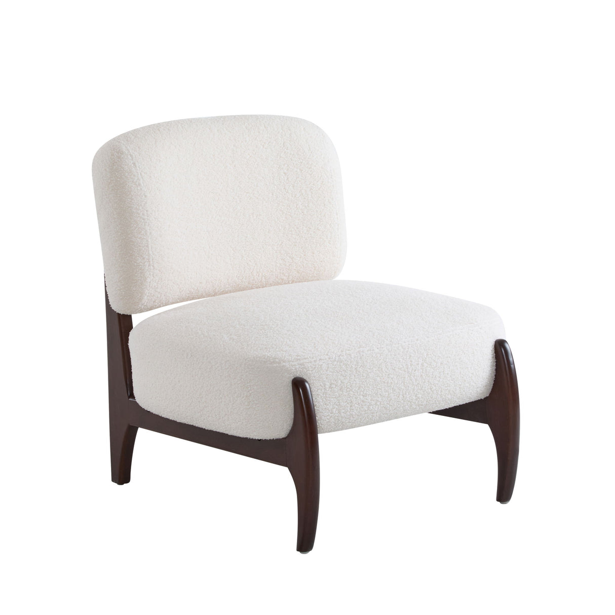 Modern Boucle Lounge Chair With Solid Wood Fram