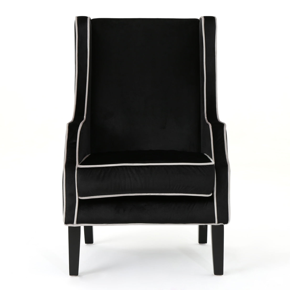 Elegant Velvet Club Chair With Tonal Piping