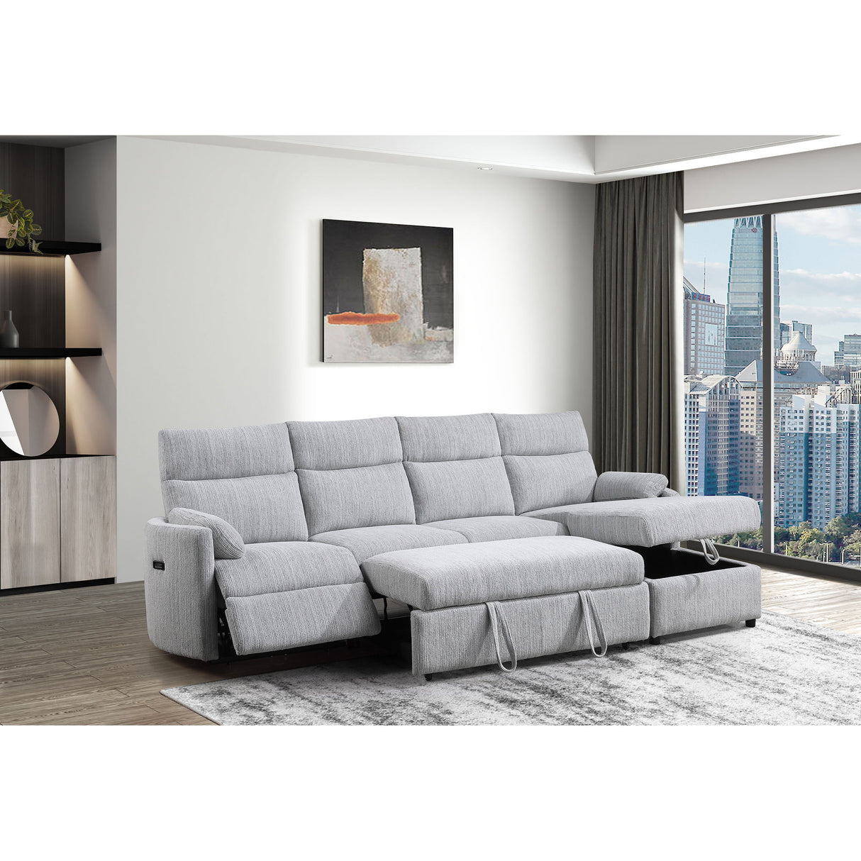 Sleeper Sofa With Storage Chaise - Grey