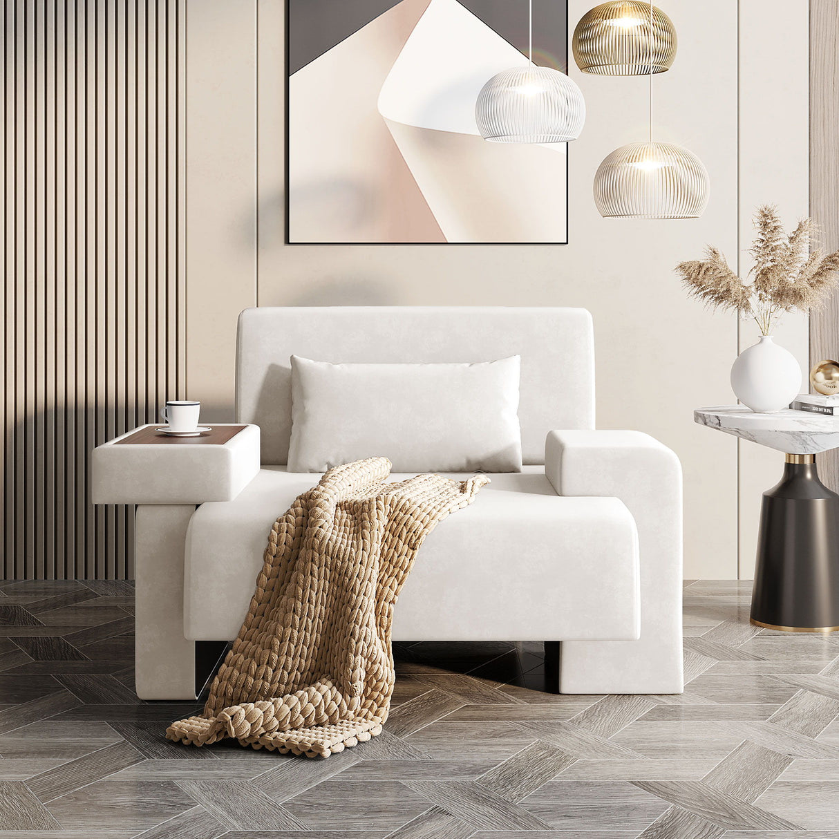 Modern Oversized Armchair With Soft Cushion For Living Room