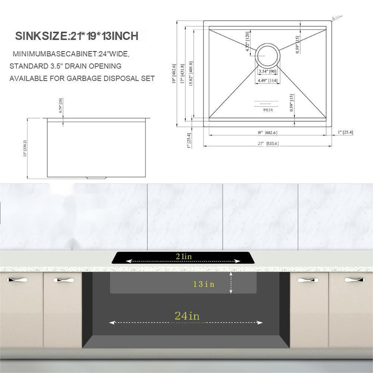 Laundry Workstation Undermount Utility Sink, Deep Single Bowl