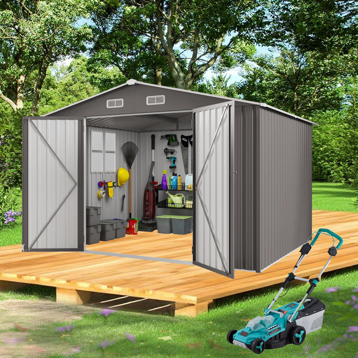Large Outdoor Storage Shed With Lockable Door, Air Vent