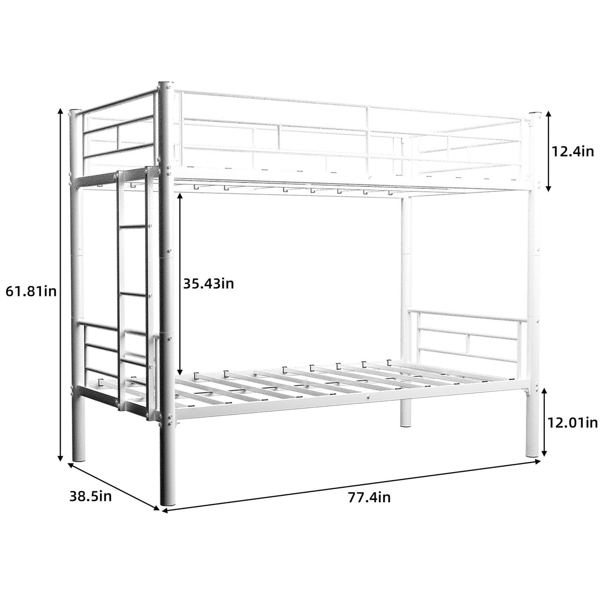 Bunk Bed For Kids, Convertible Frame With Ladders & Guardrail