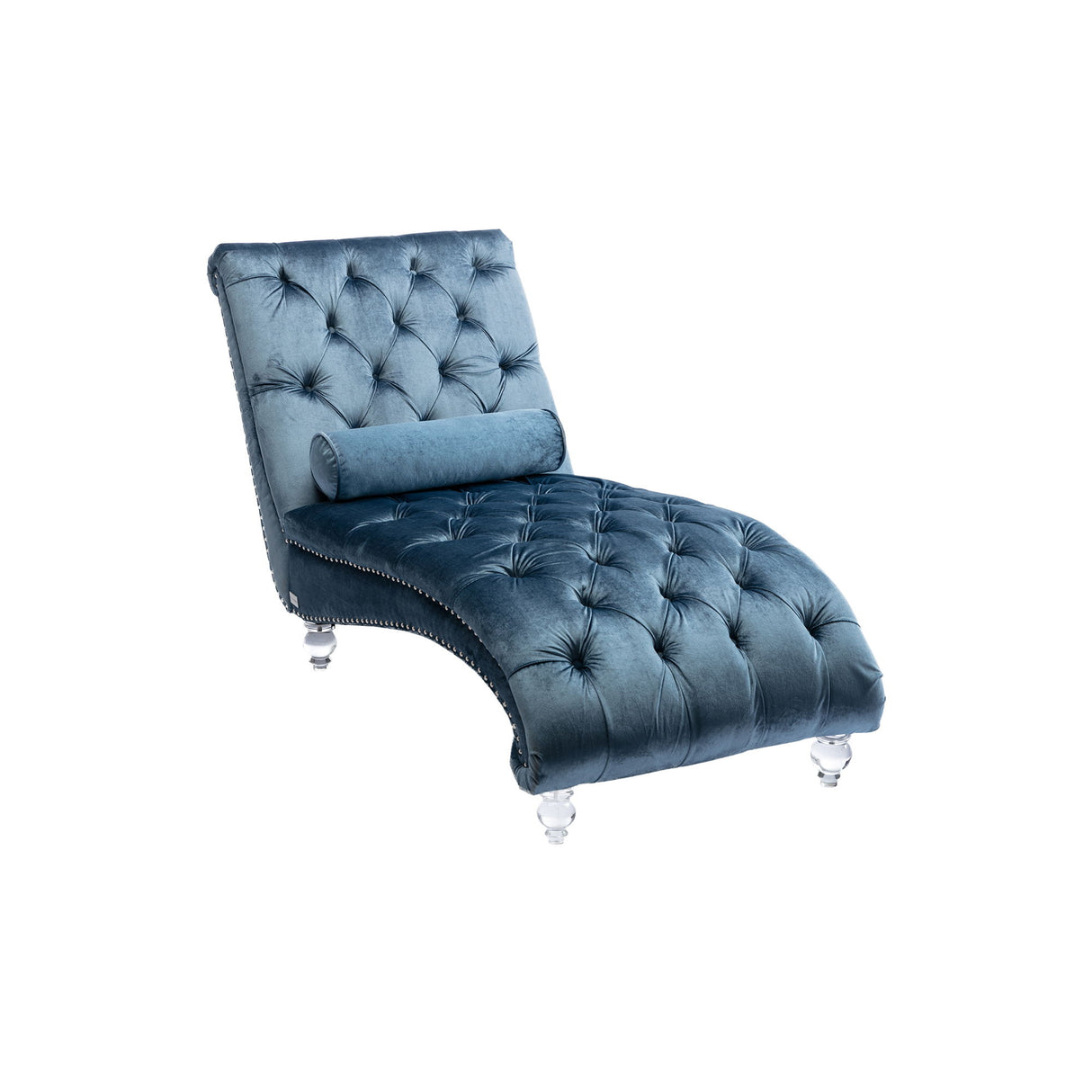 Velvet Chaise Lounge Indoor, Button Tufted Upholstered Chaise Lounge Chair With Pillow