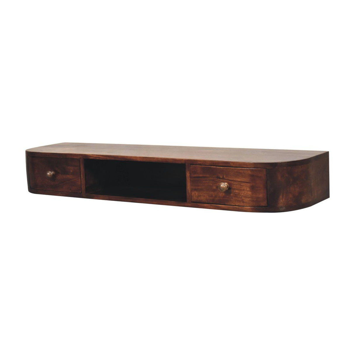 Lunar - Floating Console With 2 Drawer - Chestnut
