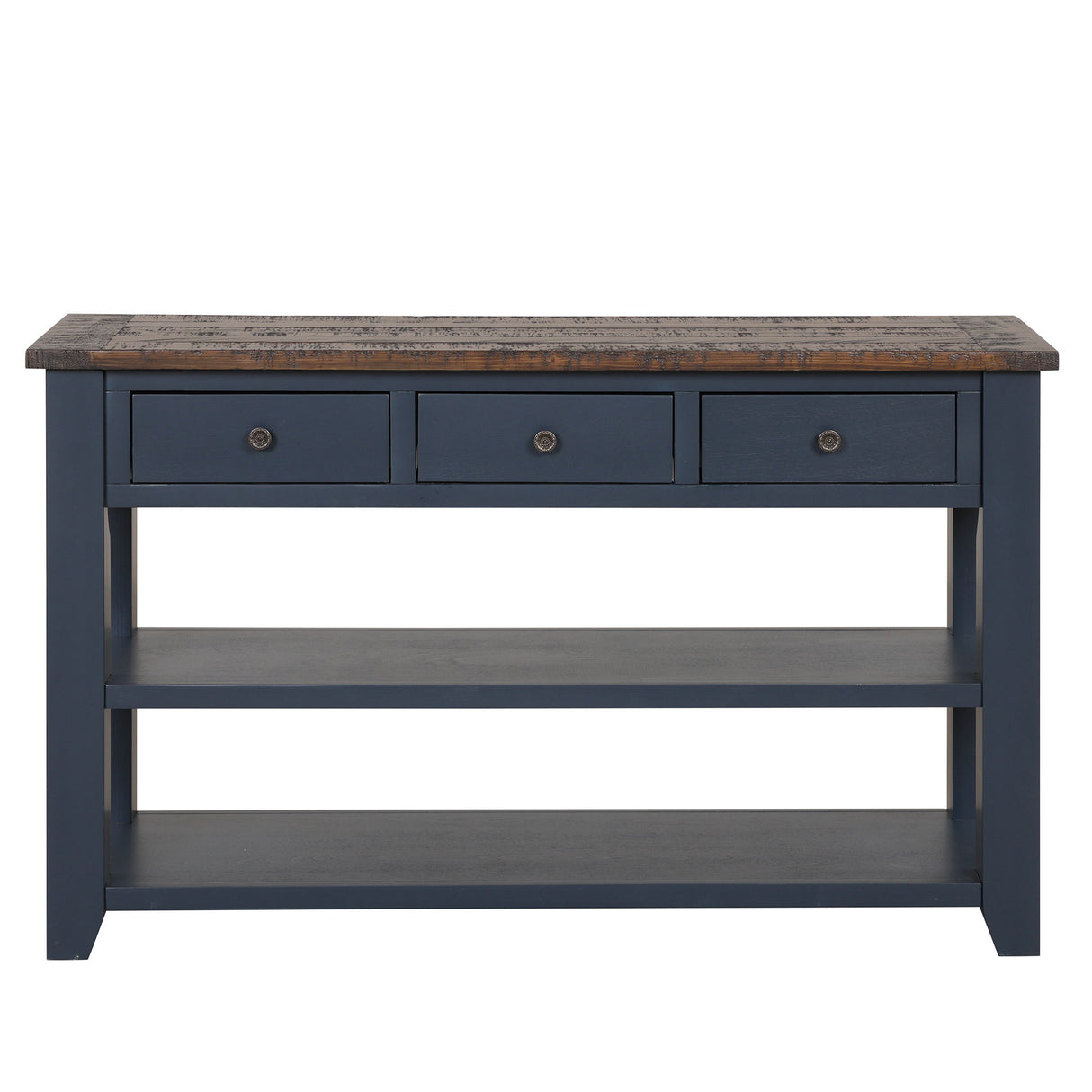 49'' Rectangular Solid 3 Drawer 2 Shelf Console Table - Blue