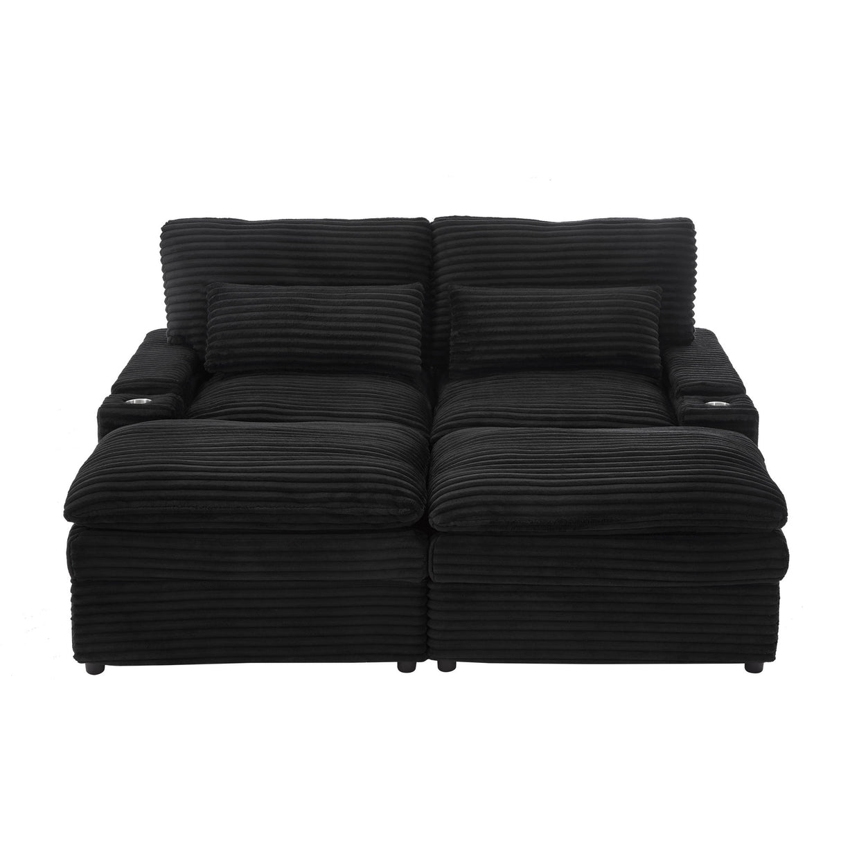 Convertible Loveseat Sofa With Storage, USB Ports, Cup Holders