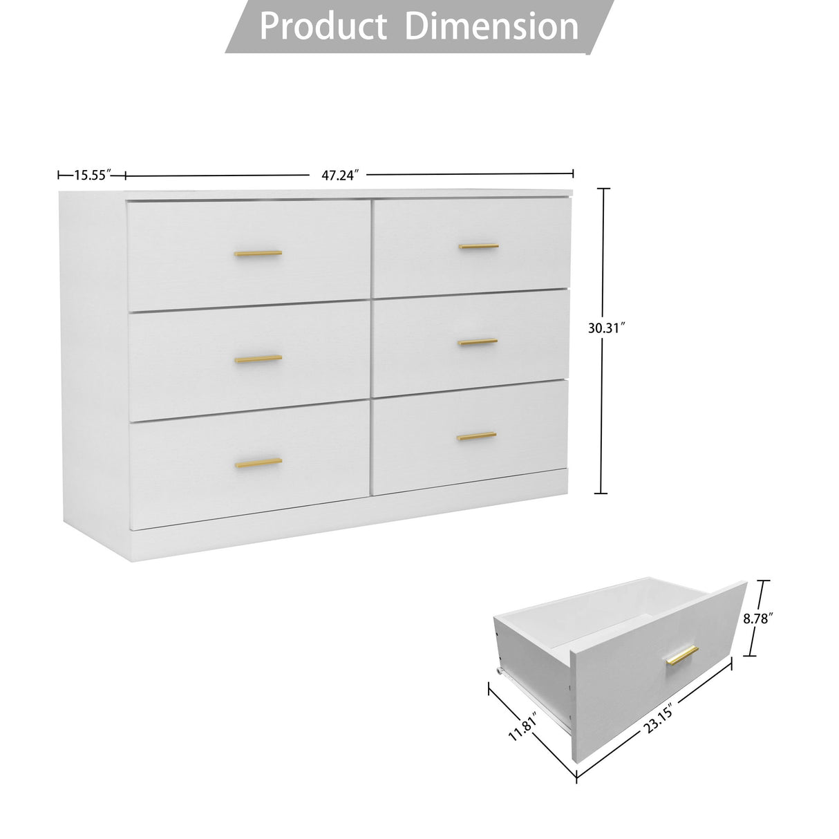Modern Drawer Dresser For Bedroom, Ample Storage Wide Chest Of Drawers