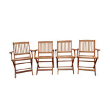 Foldable Patio Dining Set, Folding Chairs, Indoor And Outdoor Universal (Set of 4) - Teak