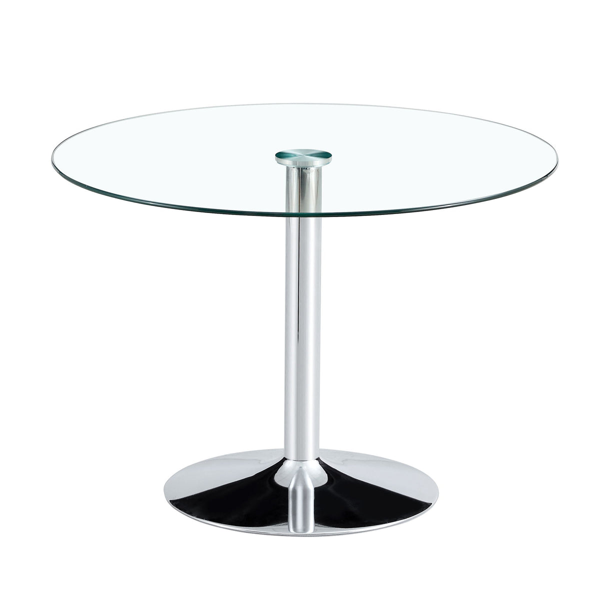 Modern Minimalist Circular Dining Table With Glass Top And Electroplated Metal Legs For Restaurants And Living Rooms - Silver / Transparent