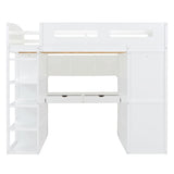 Loft Bed With Desk, Wardrobes, 4 Drawers And 4 Shelves