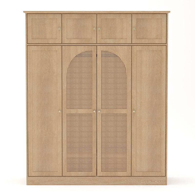 8 Door Armoire Wardrobe With Adjustable Shelves And Hanging Rod