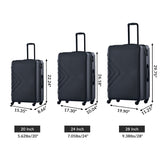 3 Piece Luggage Sets Lightweight Suitcase With Two Hooks, Spinner Wheels, Tsa Lock, Durable Hard Shell