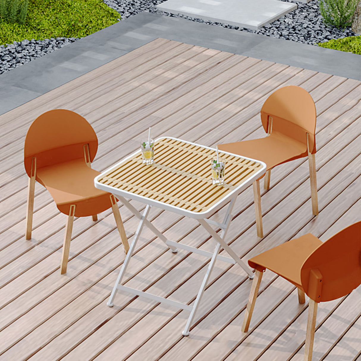 4 Piece Set Of Single Chairs With A Folding Square Table