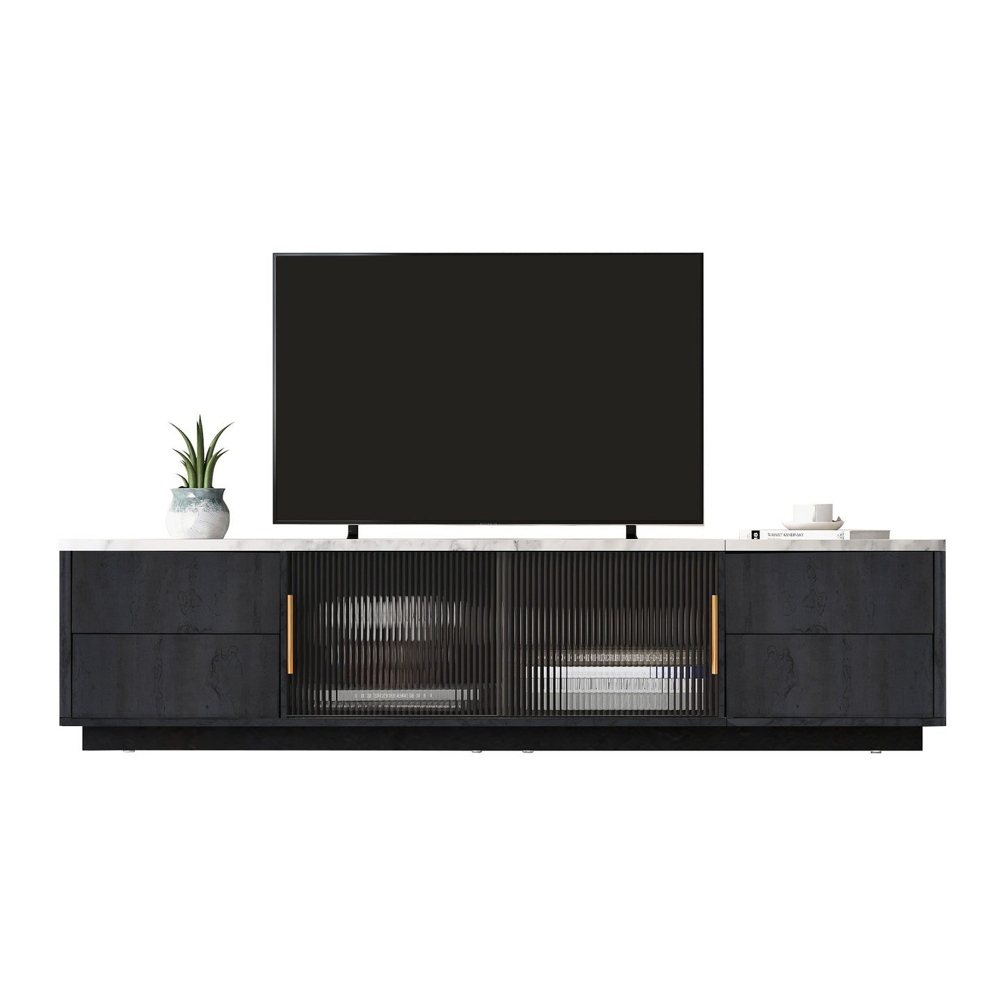 Modern TV Stand for 70'' TV with 4 Drawers, Media Console Table, Entertainment Center with Large Storage Cabinet for Living Room, Bedroom