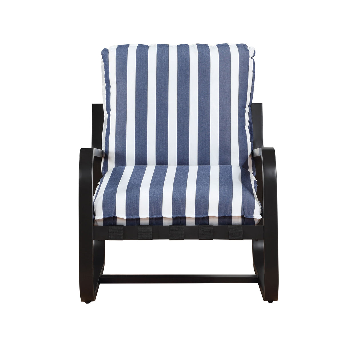 Asa - Outdoor Sling Chair With Reversible Cushions And Stripe Fabric - Blue / White Stripes