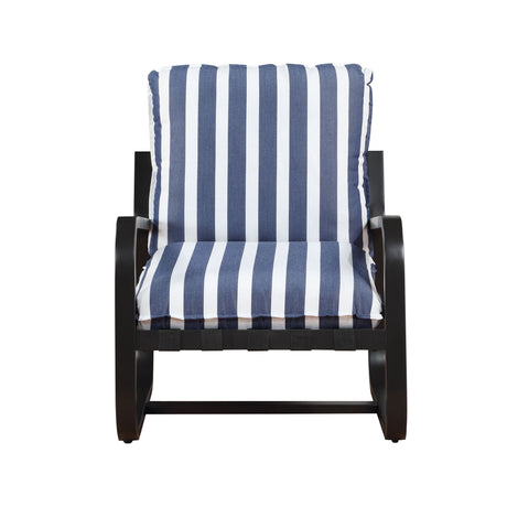 Asa - Outdoor Sling Chair With Reversible Cushions And Stripe Fabric - Blue / White Stripes