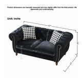 Chesterfield 3 And 2 Seater Velvet Upholstery Sofa With Roll Armrest & Nailhead Fabric Couch