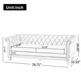 Comfy 3 Seat Sofa With Wooden Legs, Retro Style For Living Room And Study