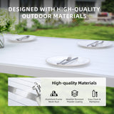 6 Piece Dining Set Modern Outdoor Patio Furniture, Including 4 Dining Chairs & 1 Dining Bench Sunbrella Fabric Cushioned And Two-Tone Rectangle Table With Umbrella Hole - Matte White / Grayish