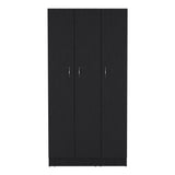 Wardrobe Armoire With 3 Doors And 2 Inner Drawers, 3 Doors - Black