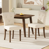 Mid Century Style Wood Dining Table With Rounded Corners - Walnut