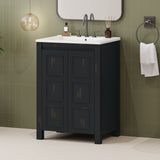 Vintage Style Small Bathroom Vanity Combo With Ceramic Sink, 2 Soft-Close Doors - Espresso