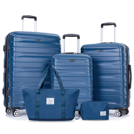 Luggage Set Of 5 Pieces, Expandable Hard Pc Luggage Set With Tsa Lock For Rotating Wheels