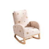 Modern Accent Rocker Armchair With Side Pocket, Upholstered High Back