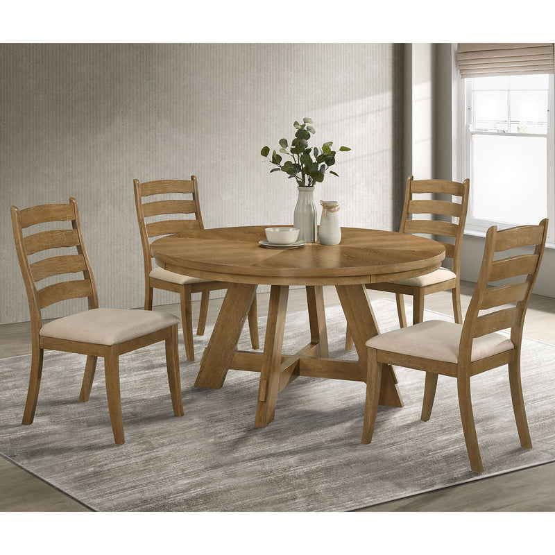 Kent - 5 Piece Dining Table Set With Upholstered Chairs - Brown Oak
