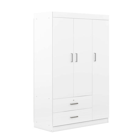 3 Door Wardrobe With 2 Drawers - White