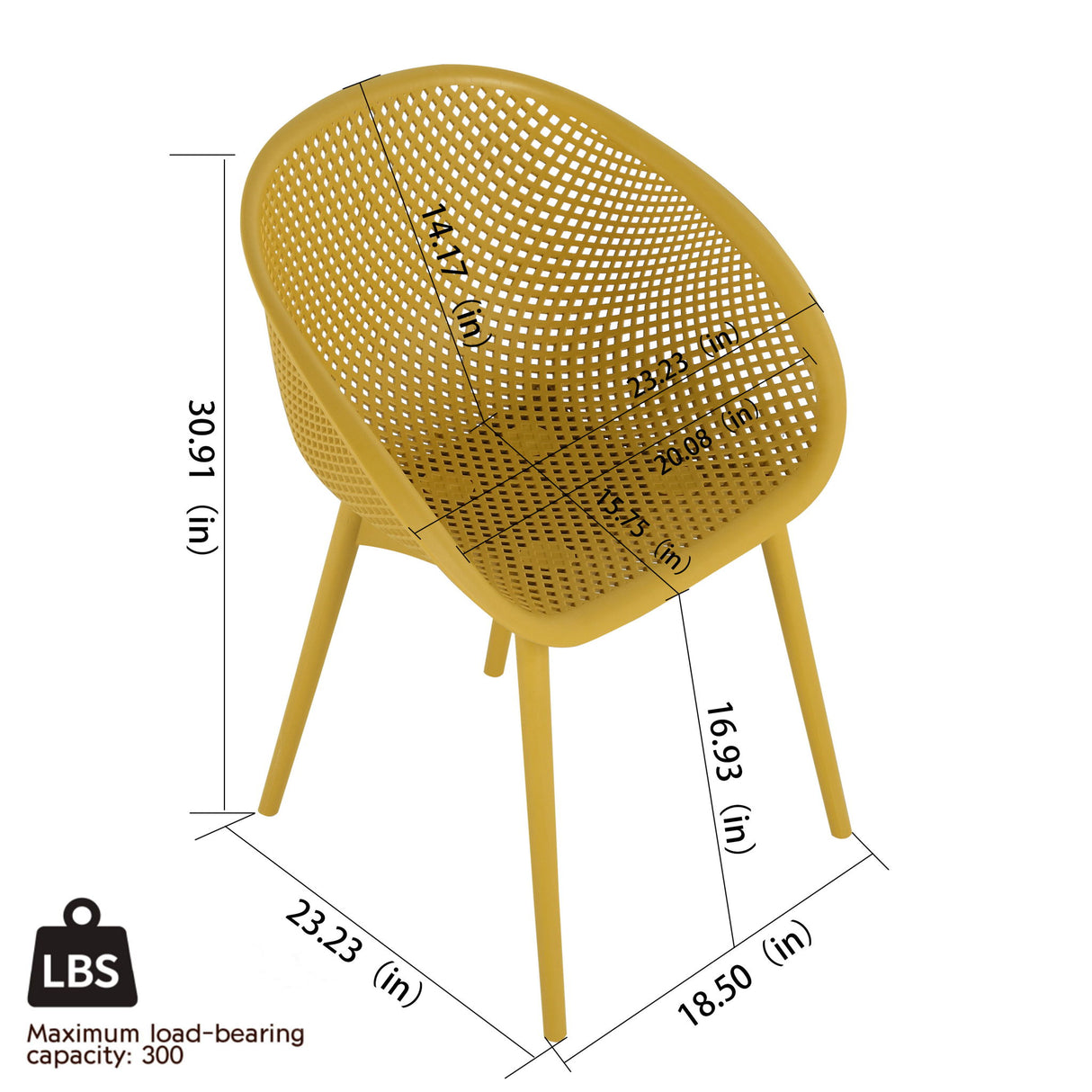 2 Piece Durable Single Chair With Mesh Hollow Out Design