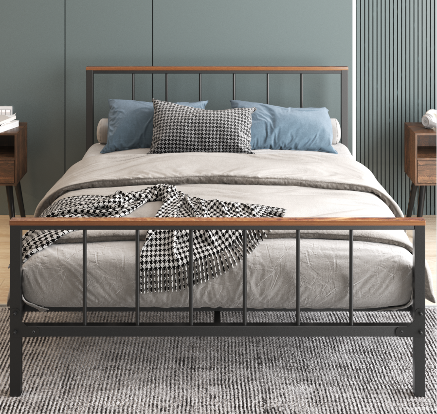 Metal Platform Bed frame with Headboard and Footboard,Sturdy Metal Frame, No Box Spring Needed(Full)