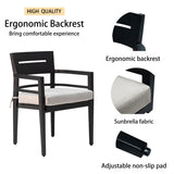 5 Piece Outdoor Patio Modern Dining Set, 4 Dining Chairs Sunbrella Fabric And Square Dining Table With Umbrella Hole - Ember Black