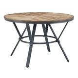 Modern Style Indoor Dining Round Table With Metal Legs - Light Birch
