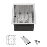 13" Undermount Kitchen Sink 16 Gauge Single Bowl - Brushed Nickel