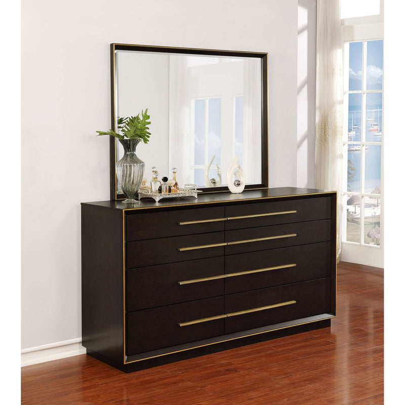 Prescott - 8 Drawer Dresser With Mirror - Smoked Peppercorn Brown