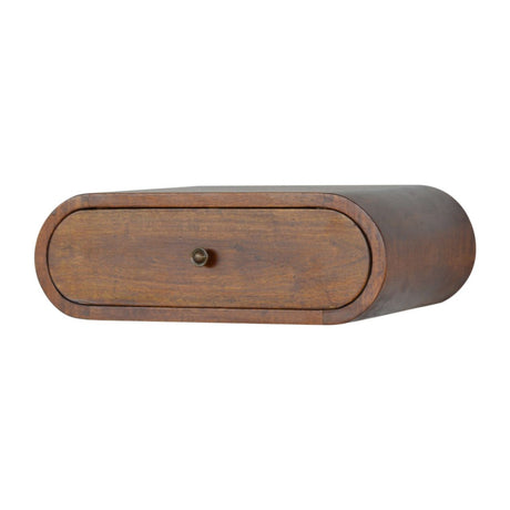 Wall Mounted Round Bedside Table - Chestnut
