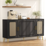 Vintage 4 Door Cabinet For Living Room - Black