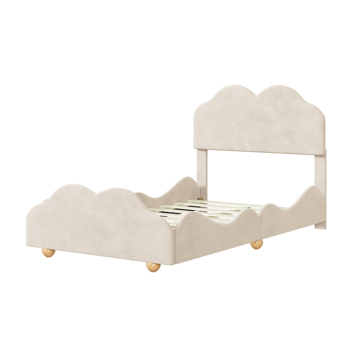 Upholstered Platform Bed With Cloud Shaped Board