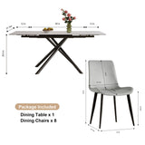 Retractable Sintered Stone Dining Table Set With Chairs