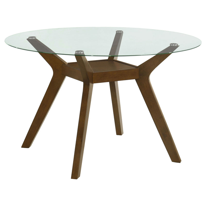 Flynn - Round Glass Top Dining Table - Brown