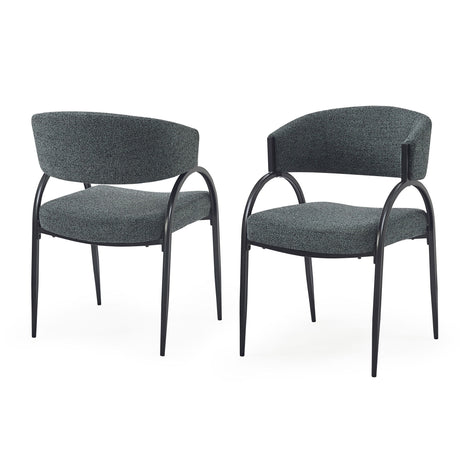 Contemporary Upholstered Dining Chairs With Metal Legs (Set of 2)