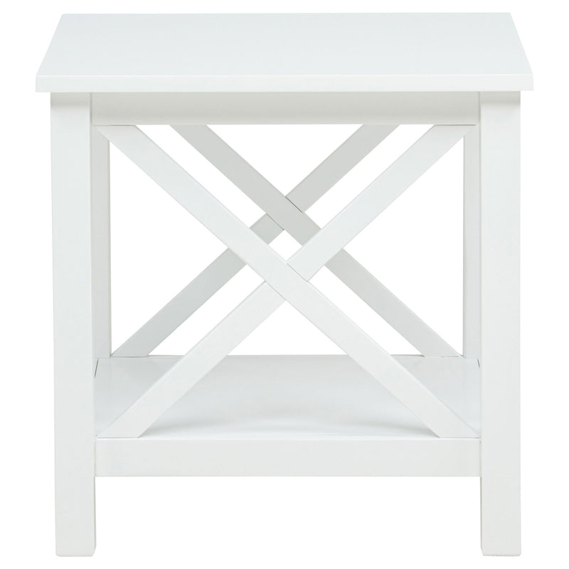 Slater - End Table With X Frame Trim - White