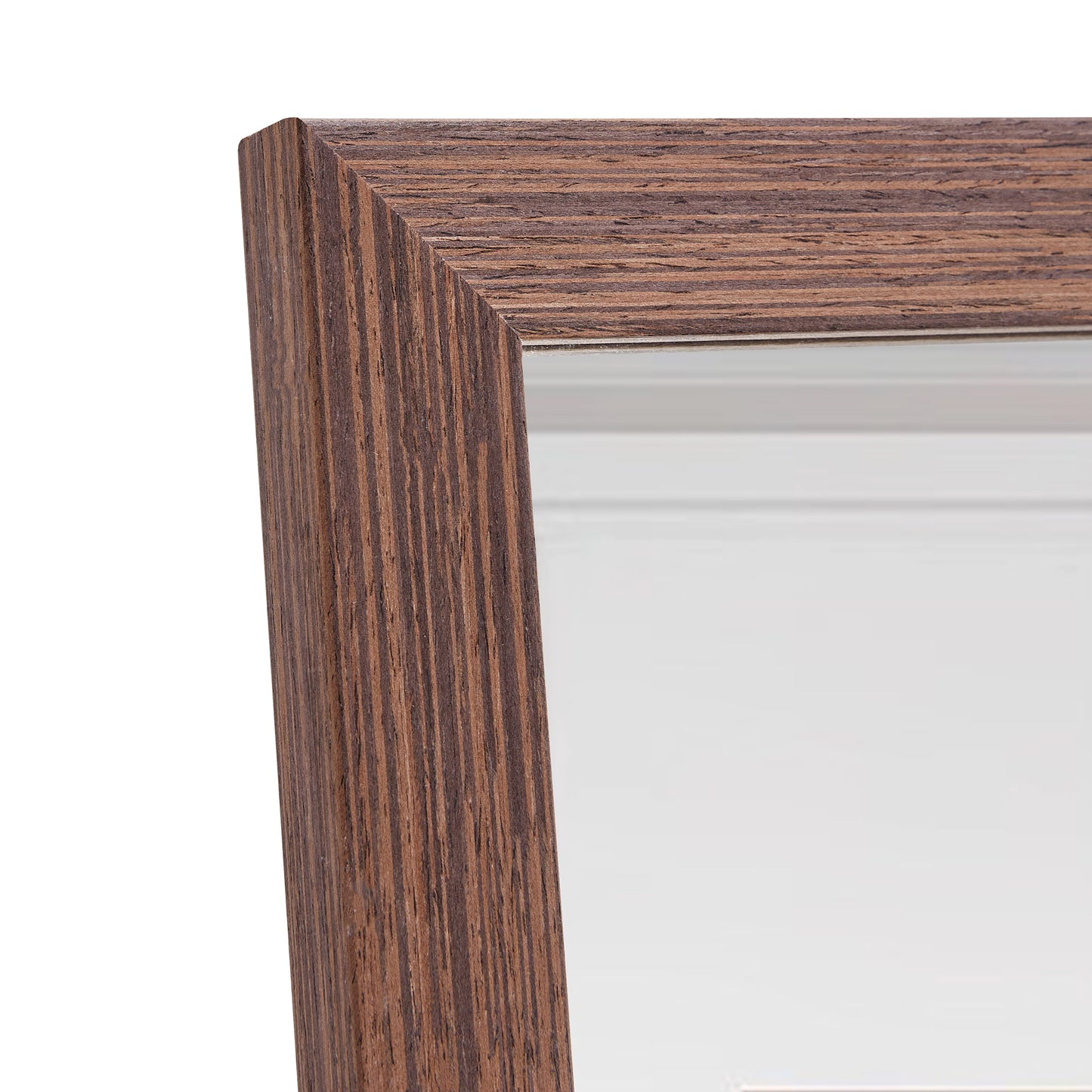 Third generation packaging upgrade, thickened border, brown wood grain solid wood frame full length mirror, dressing mirror, bedroom entrance, decorative mirror, and floor standing mirror.65"*22.8"