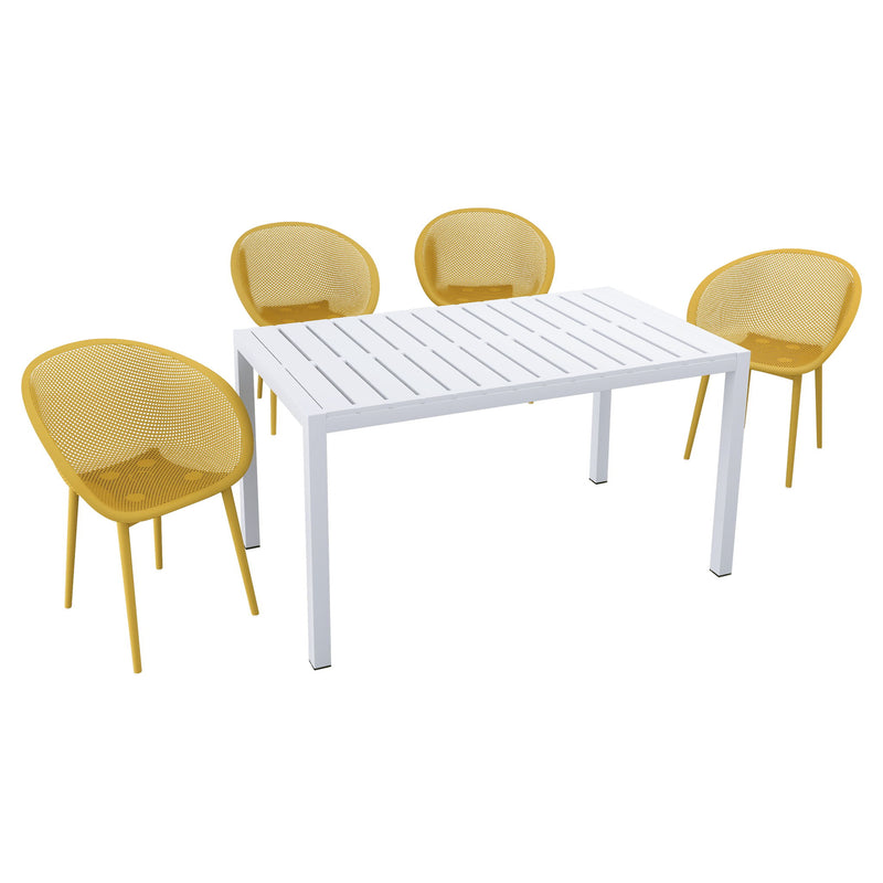 4 Pack Lounge Chair Set With Long Table