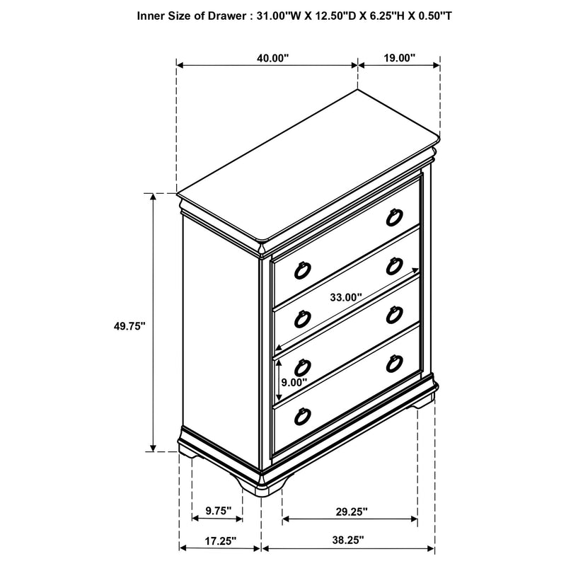 Leonide - 4 Drawer Chest - Cherry