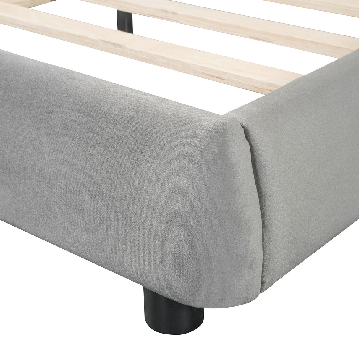 Upholstered Platform Bed Frame And Stylish Curve Shaped Design