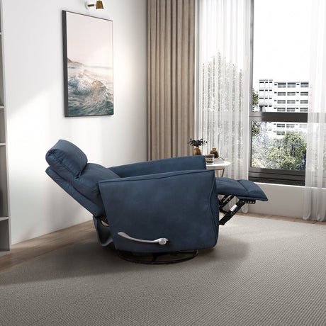 Carson - Swivel Glider Suede Recliner Chair - Midnight Blue