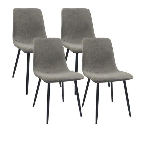 Modern Dining Table & Suede Chair Set WIth Rectangular Metal Base